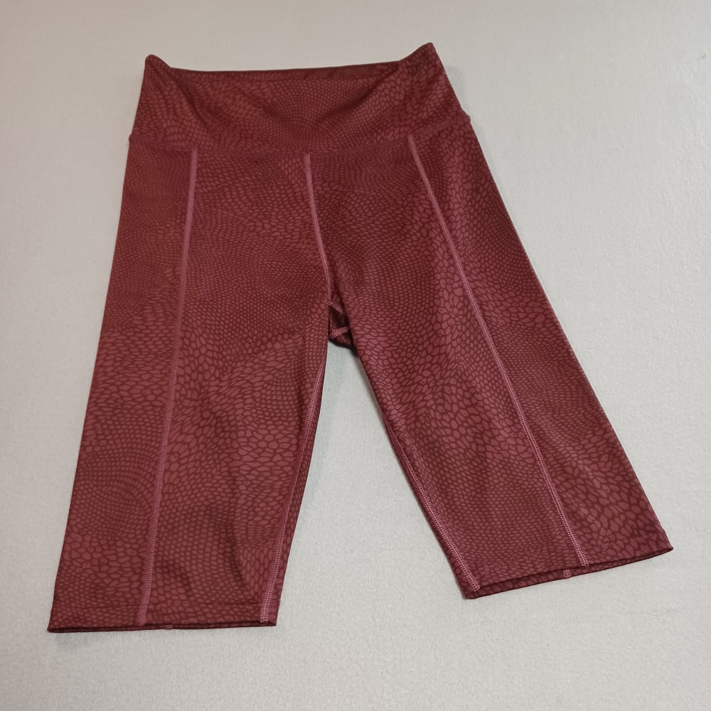 Halston Studio Womens Burgundy Animal Print Biker Shorts High Waist Small 11